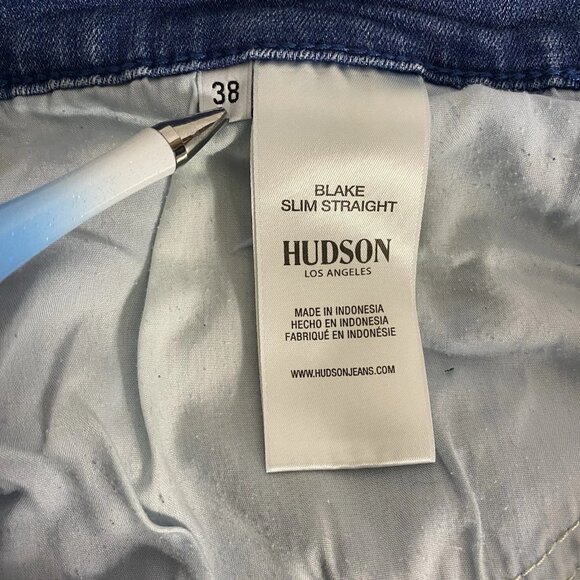 Hudson Blake Slim Straight Mens Medium Wash Denim Jeans Pants Size 38 - Picture 6 of 7